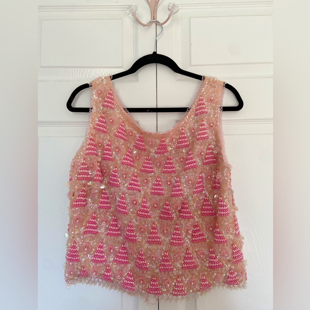 VINTAGE | Handmade embroidered 3D Flower Top.